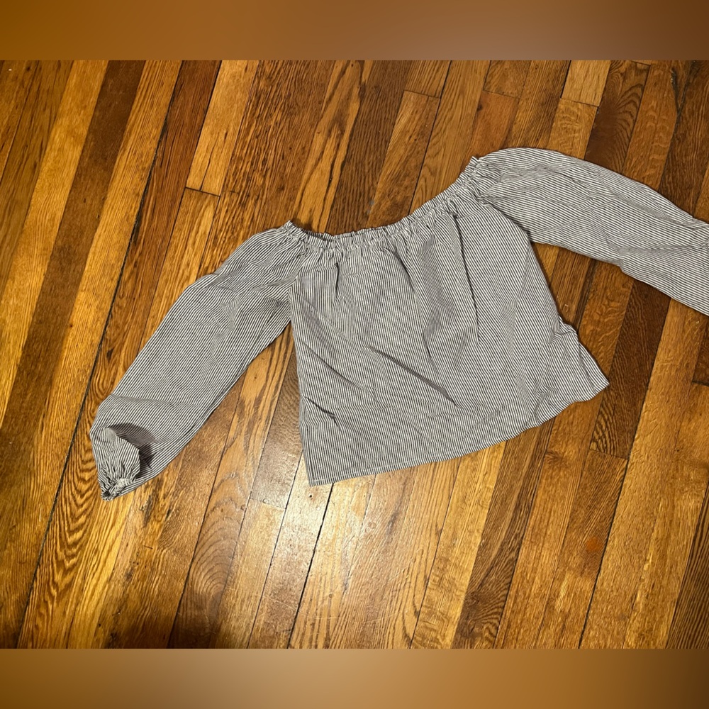 Striped Off Shoulder Long Sleeve Top